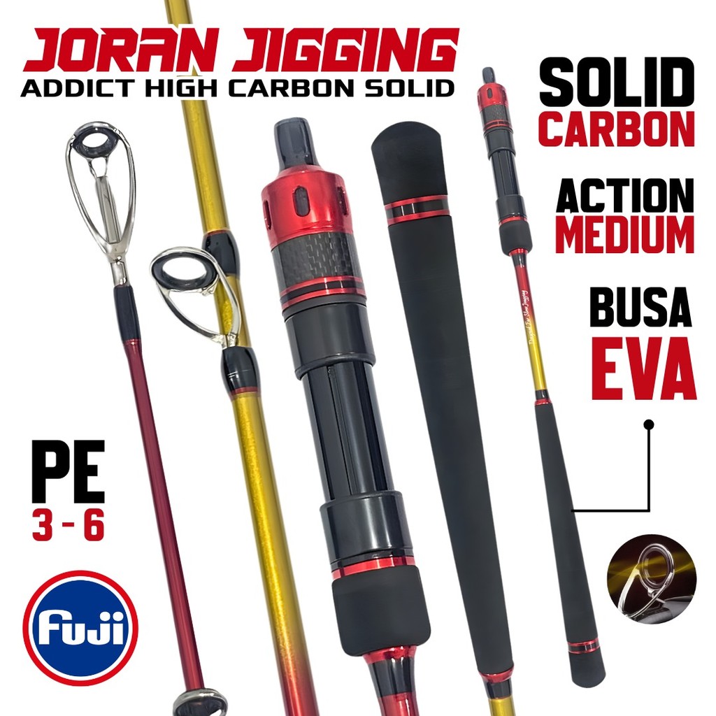 Joran Pancing Carbon Solid Joran Jigging Addict Action Medium Ring Fuji Guide Original Anti Karat