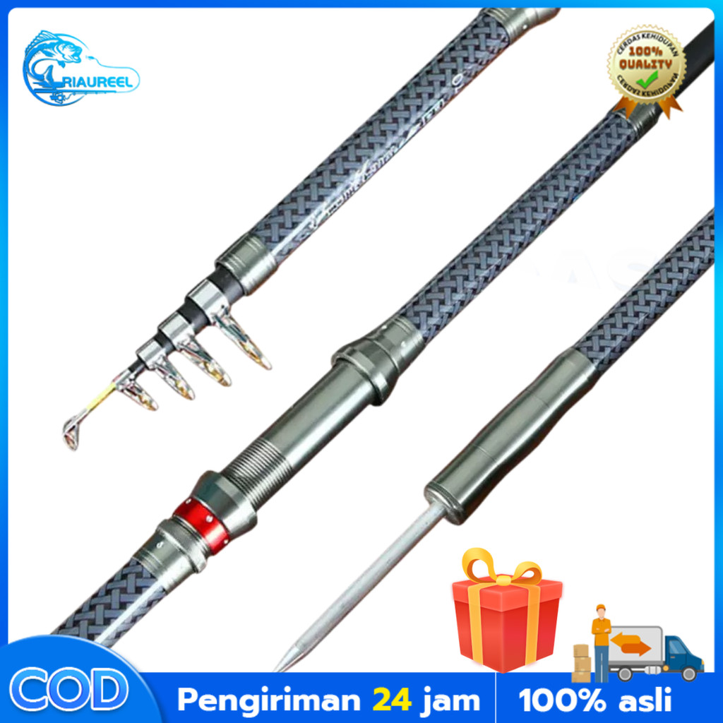 Joran Pancing Carbon Fiber Sea Fishing Rod 2.1M-3.6M/7 Tongkat Stik Pancing 3.6Meter Stick Pancingan