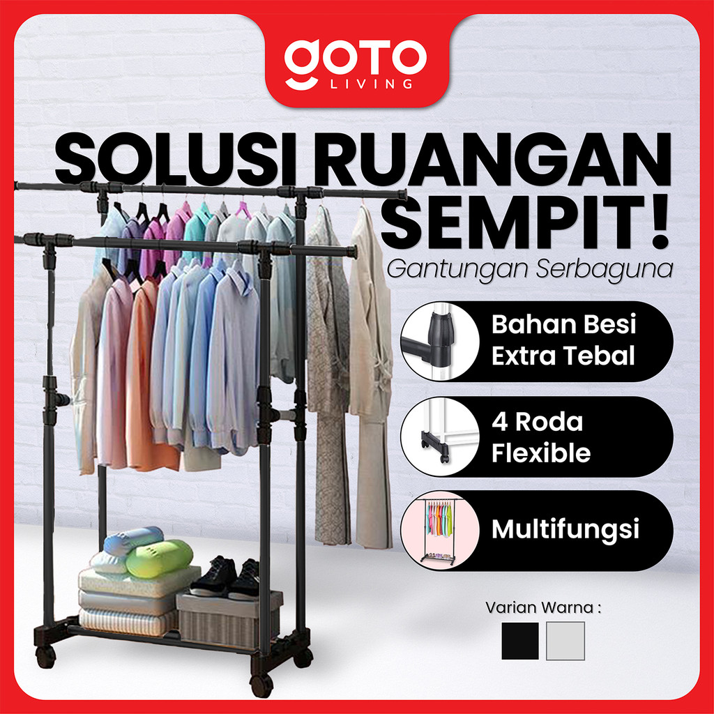 Goto Maden Stand Hanger Dengan 4 Roda Rak Serbaguna
