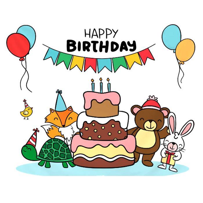 Birthday Party Banner / Banner Ulang Tahun / Dekorasi Spanduk ultah - ANIMAL