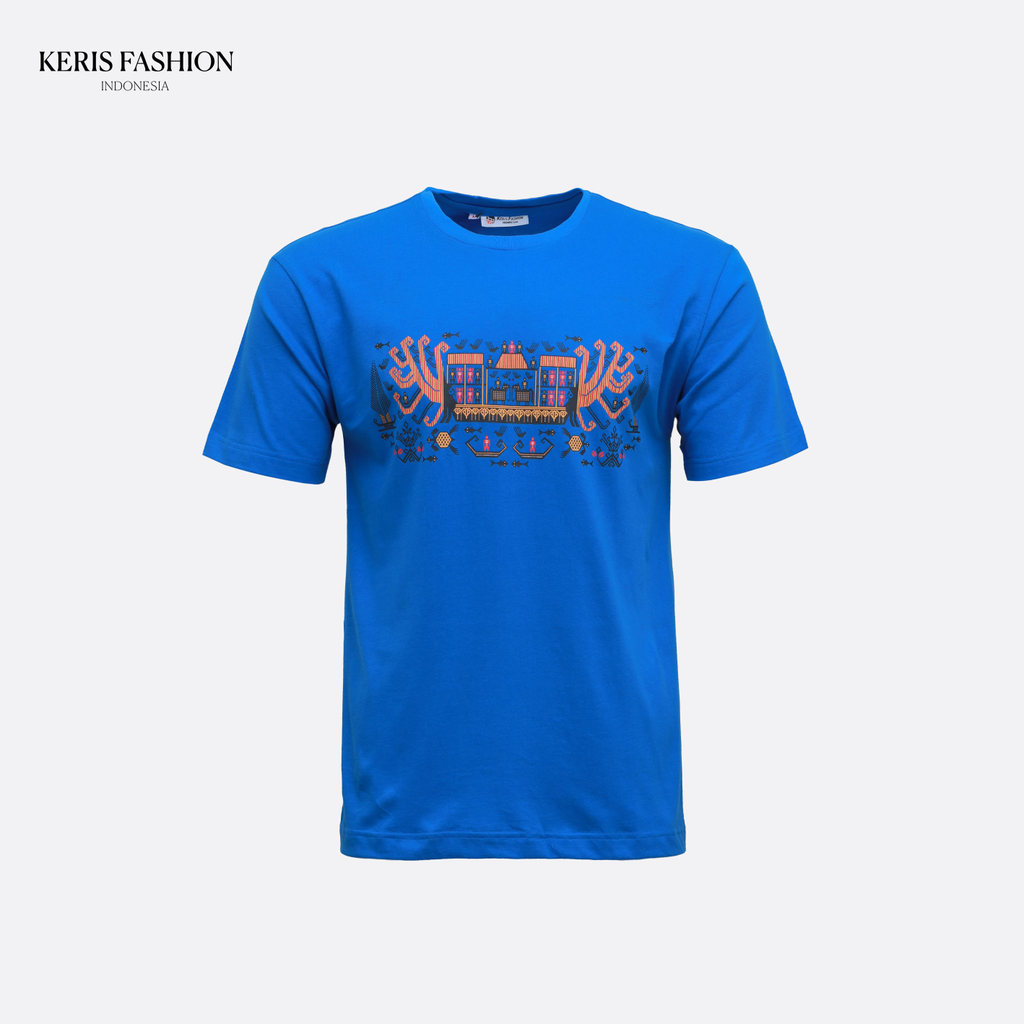 Keris Gallery T-Shirt Dewasa Motif Tapis Lampung - Biru