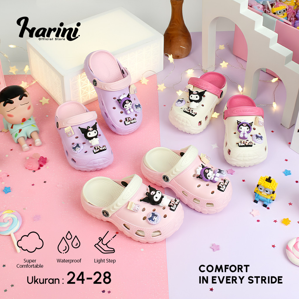 Sandal Wedges Anak 4cm Kodok Wanita Sandal Karakter Kuromi Jelly  801S-N