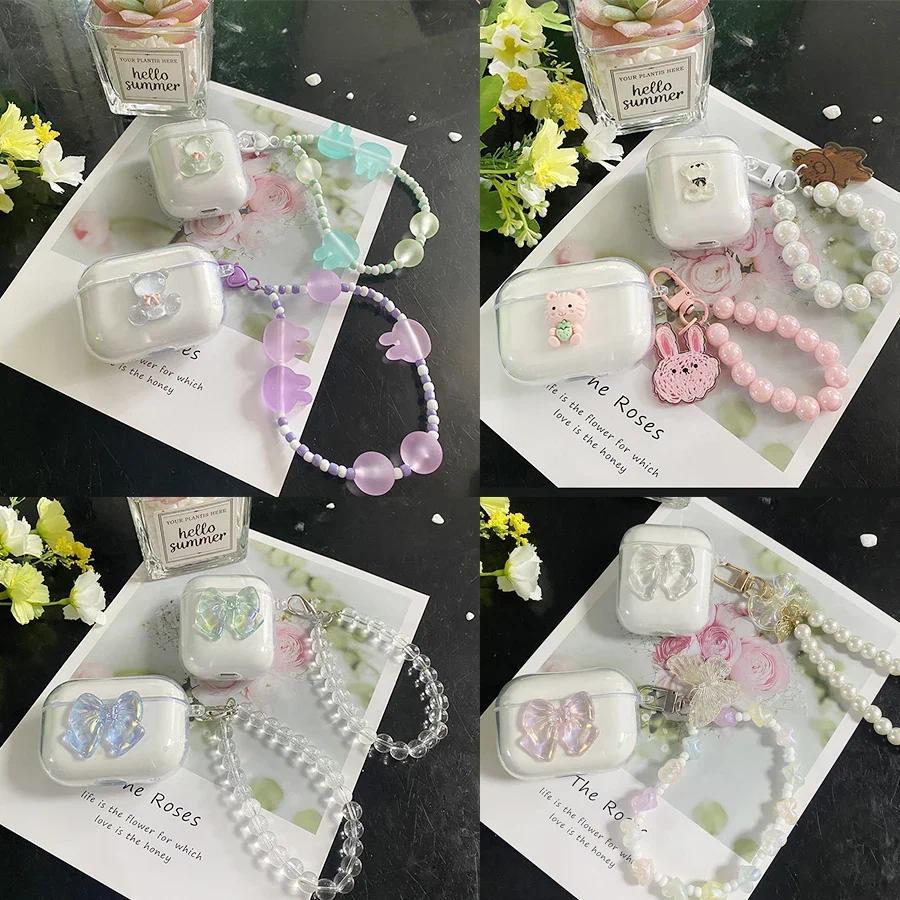 For Realme Buds T100 Case Cute Lanyard cover Silicone Earphone Transparent Cover Case with Keyain Fo