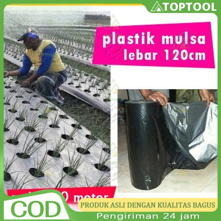 Mulsa Plastik Hitam Perak 1 Roll (250m x 60-120cm) - Plastik Mulsa Pertanian Murah