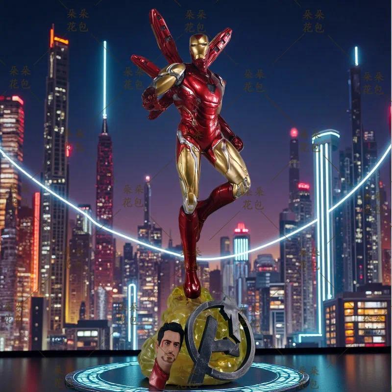 Marvel Iron Man Mark 85 Statue Avengers Double Head Sculpt Led Light Up Collectible Model Desktop De