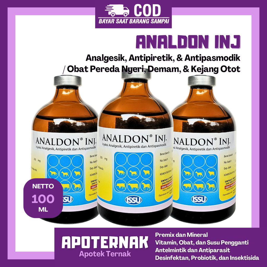 ANALDON 100ML - Obat Pereda Nyeri Demam & Kejang Otot Hewan - Like Sulpidon Medipiron Sulprodon