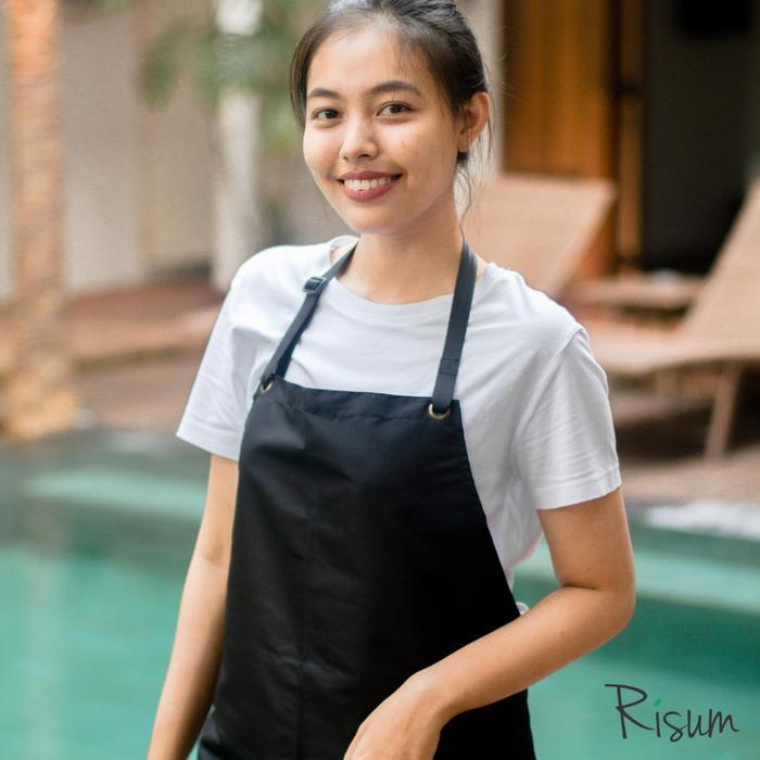 terkini  RISUM Apron Waterproof / Apron Anti Air / Celemek Masak Anti Air - Hitam baik