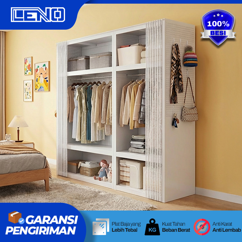 Lemari aluminium Pakaian Gantung minimalis Lemari Baju Besi Tirai