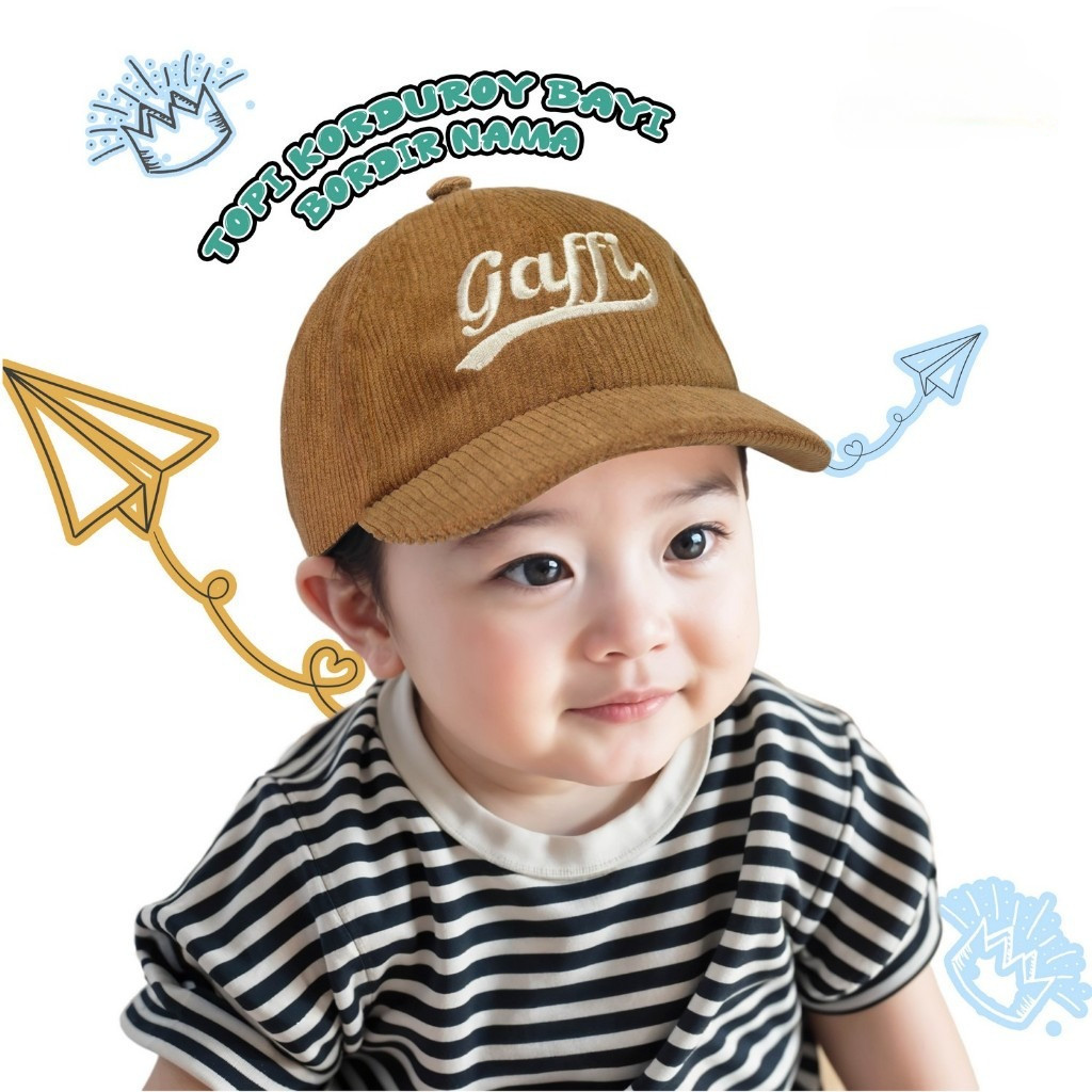 Topi Bayi Corduroy Custom Bordir Nama Premium Topi Anak Corduroy Premium Bordir Nama Topi custom fre