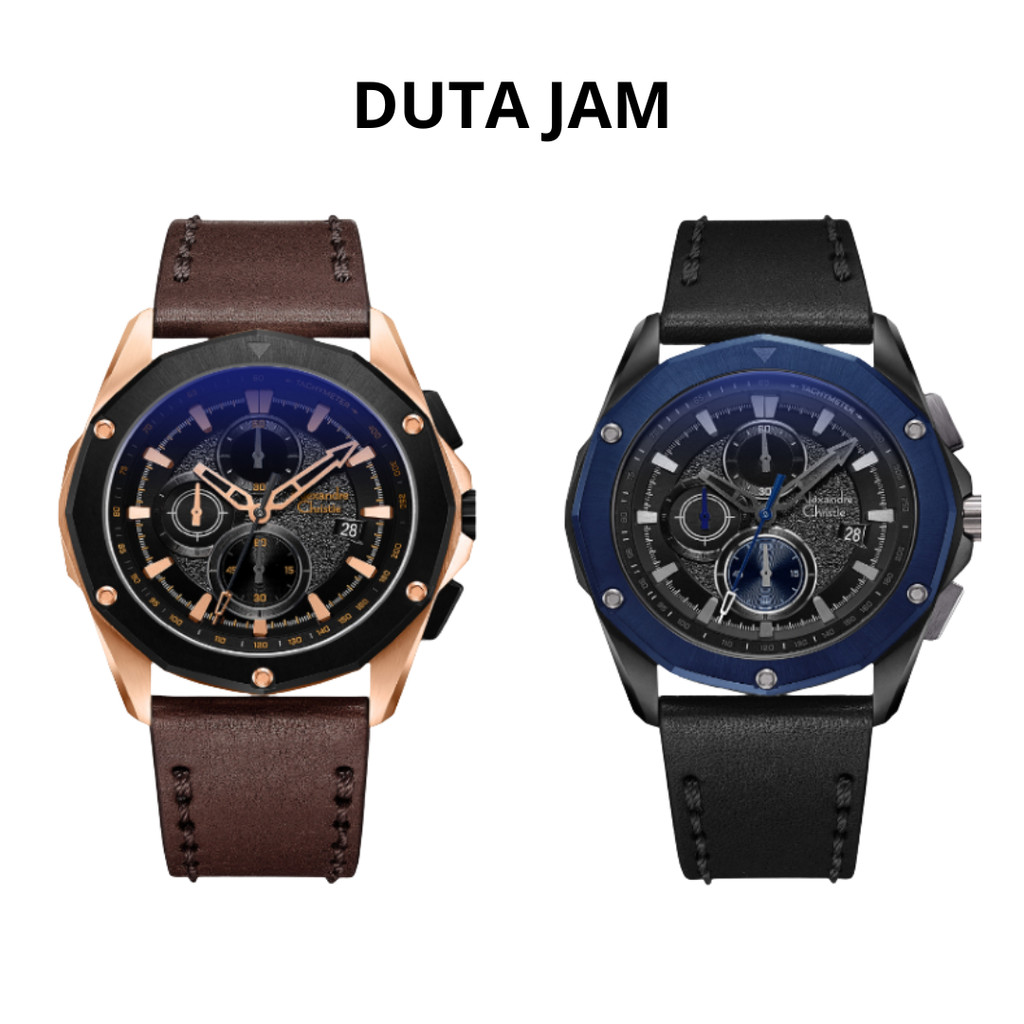 JAM TANGAN PRIA ALEXANDRE CHRISTIE AC6663 AC 6663 MCL ANALOG CHRONOGRAPH LEATHER STRAP