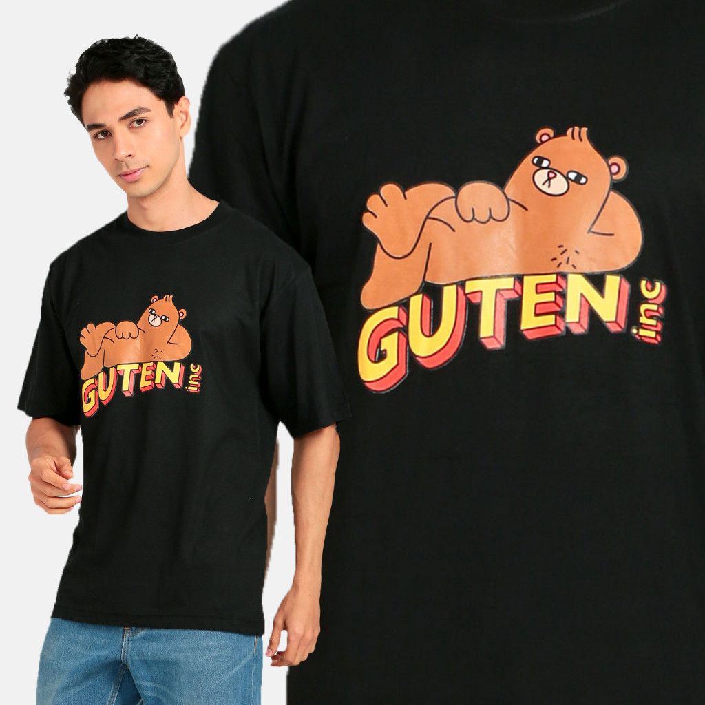 Guten Inc - Kaos Hitam Pria Bear Black T-Shirt Guten
