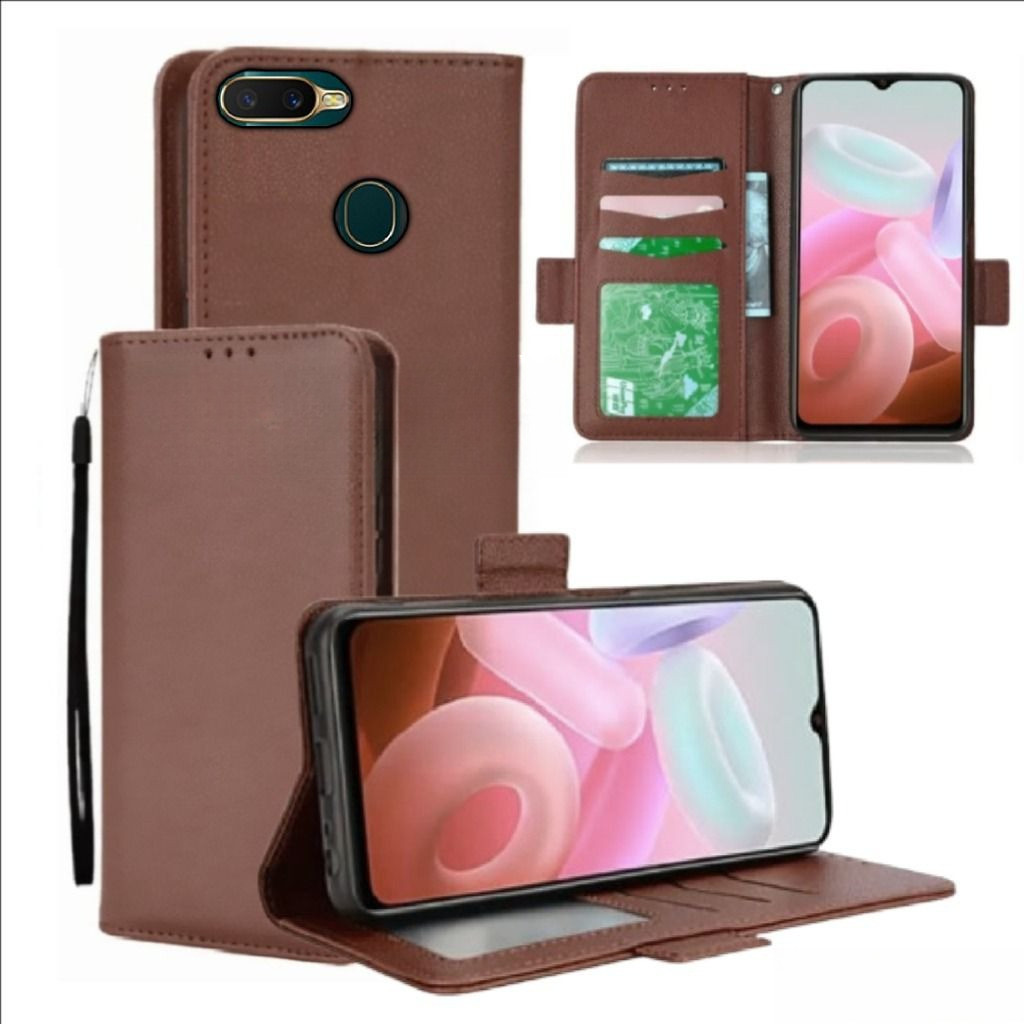 Case Dompet Hp Oppo A5s - A12 - A7 - A11k - F9 Case Dompet Casing Hp Flip Kulit Case Wallet Leather
