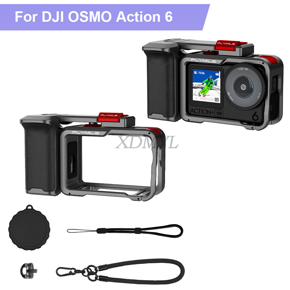 Street Handle Expansion Frame For DJI OSMO Action 6 Photography Handle Grip Rabbit Cage With Lens Co
