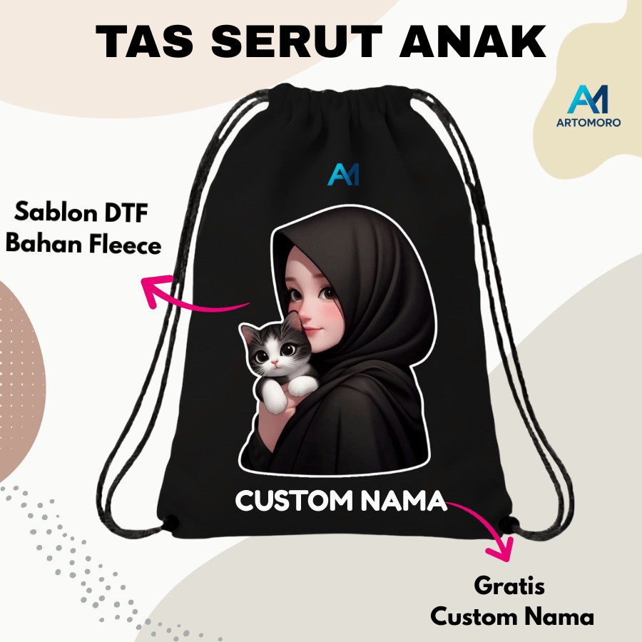 Tas Serut Anak CUSTOM NAMA Karakter Kartun Lucu Paket Hampers Ulang Tahun Anak Murah