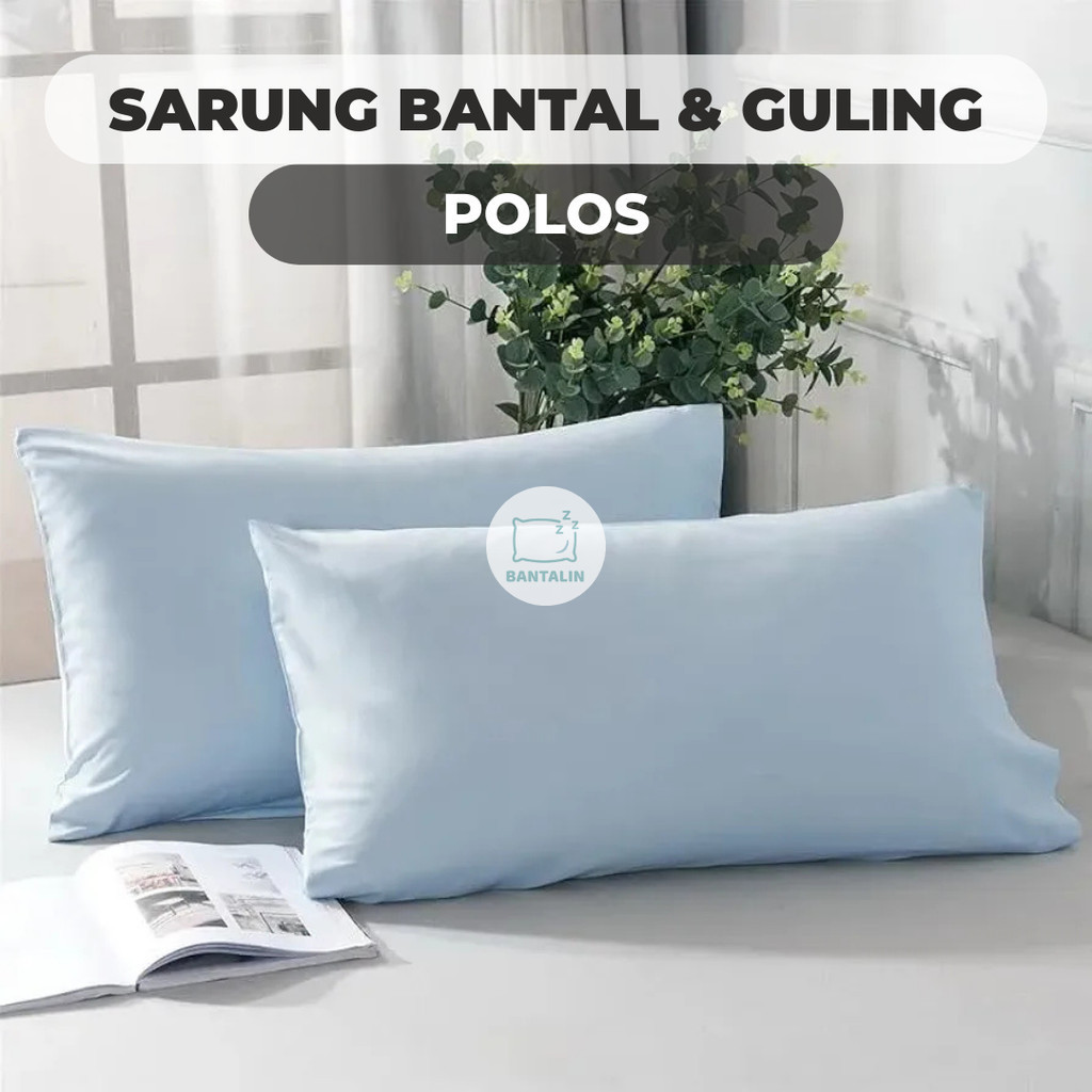 Sarung Bantal Polos Katun 50x70, 55x75, 50x80 - Sarung Bantal Guling Polos Jumbo Resleting Jepang