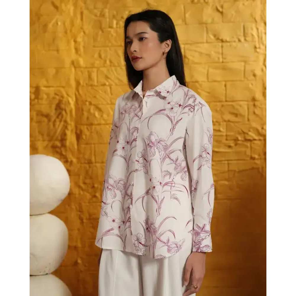 Heaven Lights - Calla Flower Shirt - Kemeja Motif Bunga Wanita