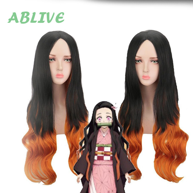 Rambut Palsu Demon Slayer Cosplay Wig Demon Slayer Nezuko Halloween