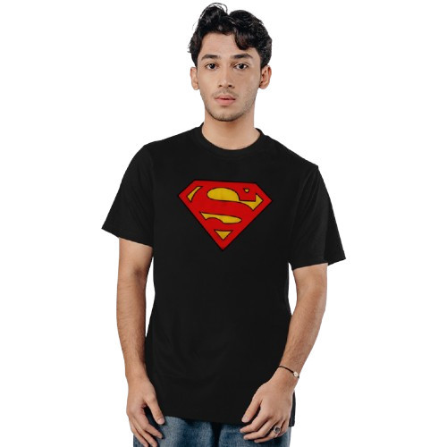 Kaos DC Comics Original - Logo Superman Hexagon Hitam Bahan Cotton Combed 240gsm Premium Desain Supe