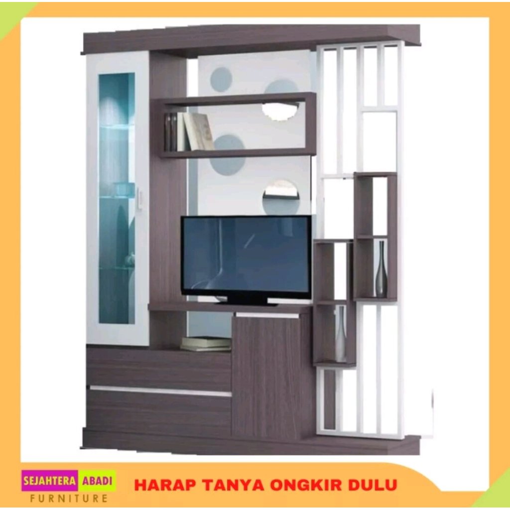 Siantano Furniture Bufet, divider, Lemari Penyekat Ruangan 2 Sisi DV05 Siantano Partisi Meja Rak TV 