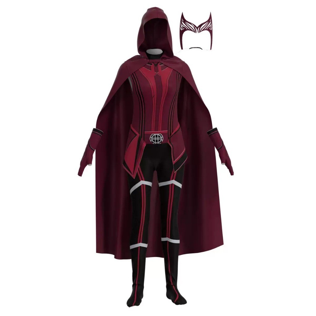 Scarlet Cosplay Witch Maximoff Wanda Vision Cosplay Costume Headwear Cloak and Pants Full Set Outfit