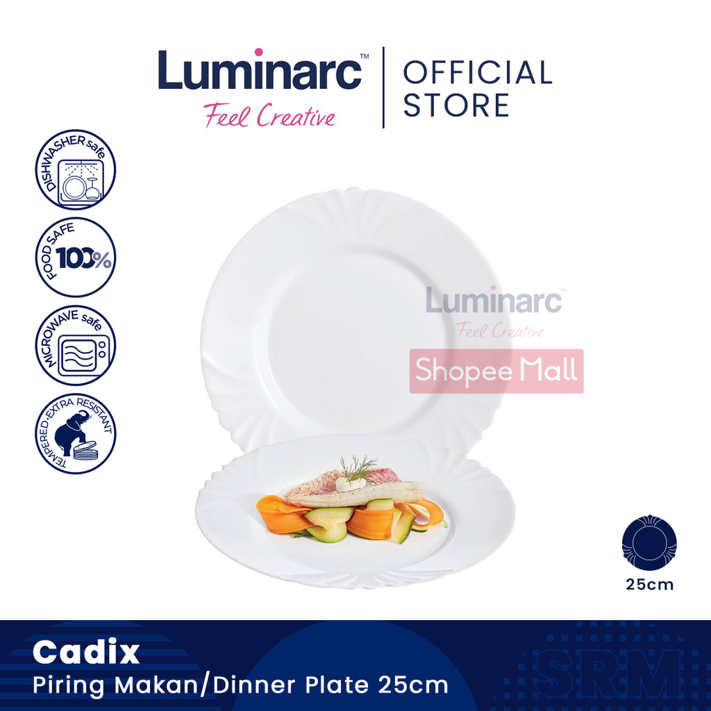 LUMINARC Piring Makan/Dinner Plate Cadix Putih 25cm