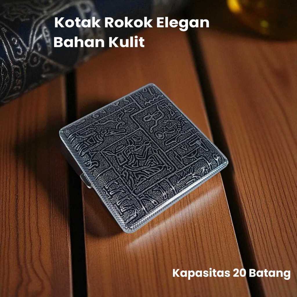 Ophone Kotak Rokok Elegan Leather Cigarette Box Case 20 Slot - K-20