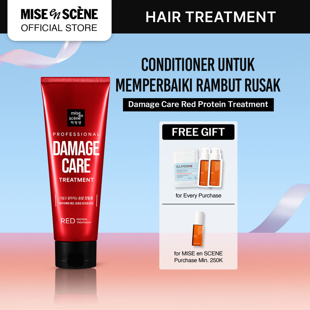 mise en scene Damage Care Red Protein Treatment 180ml - Masker Rambut Untuk Rambut Rusak dilengkapi 