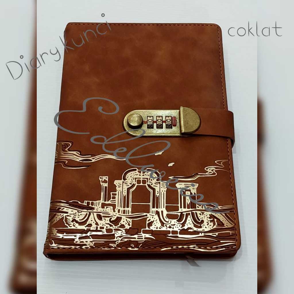 (Futtura) Diary Buku Catatan Harian A5 Agenda  Kulit Sintetis Kunci Password Notebook busa Kampus Se