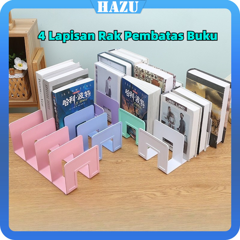 Aesthetic Pembatas Buku Minimalis-Rak Buku Meja 4 Lapisan -Sekat Buku Plastik Desktop Meja Penyangga