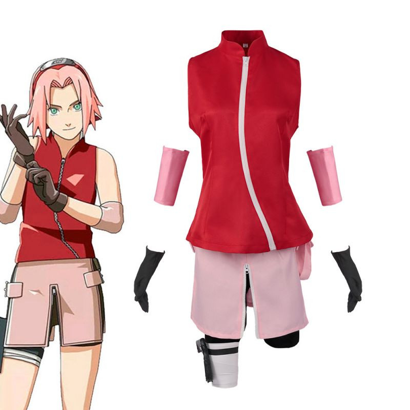 [QTakasi] Naruto Haruno Sakura Cosplay Costume Set Cheongsam
