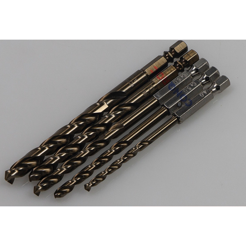 Twist Drill Bits Set HSS M35 Cobalt 14(635mm) Hex Shank 5Size 4mm&5mm&6mm&7mm&8mm