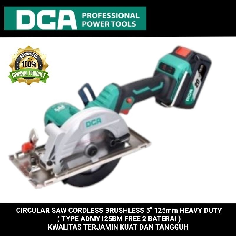 DCA Circular Saw cordless brushless 5" 125mm ( TYPE : ADMY125BM ) Jaminan asli original
