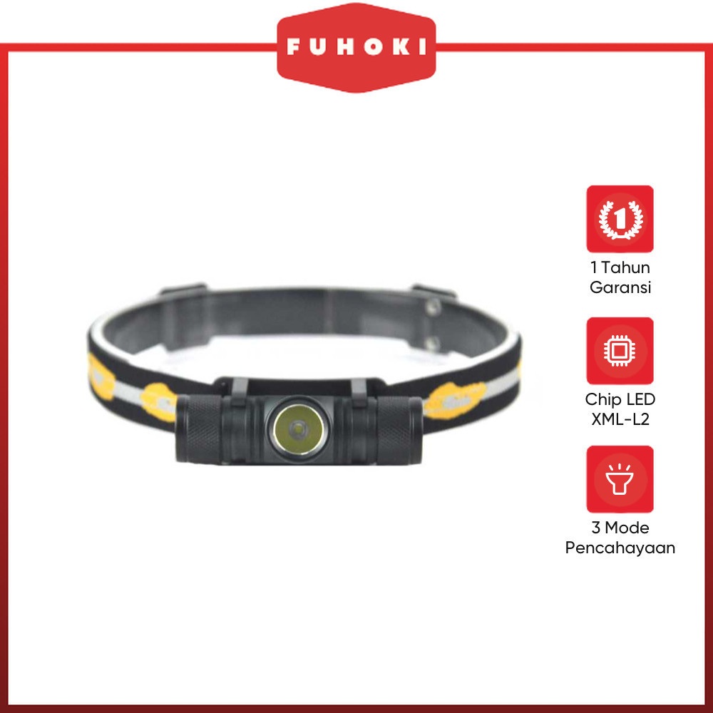 TAFFLED Senter Kepala Headlamp Headlight LED XML-L2 800 Lumens - D10-GCU2