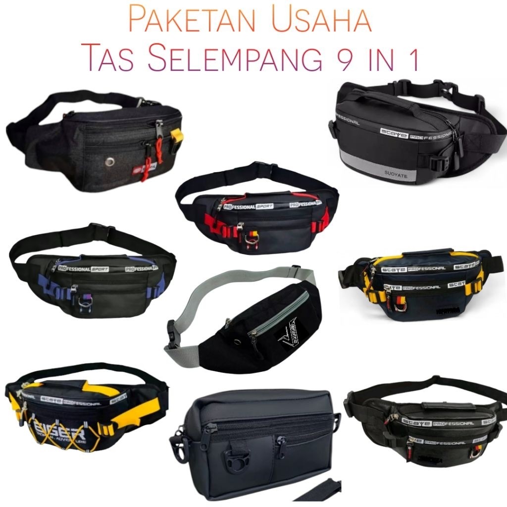 Tas Pria Grosir Paketan Usaha Tas Selempang Anti Air 1 Dapat Banyak Tas Slingbag 3 Ruang Waistbag Pi