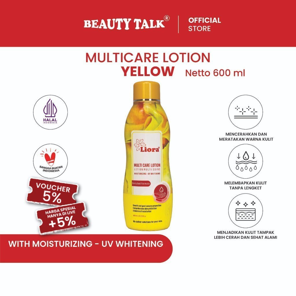 LIORA Whitening Body Lotion (Yellow) 600ML