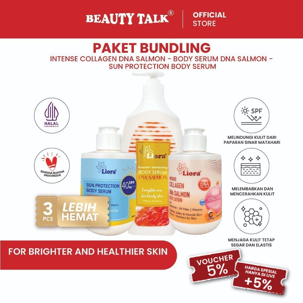 LIORA [Bundling Hemat DNA SERIES] Body Serum Dna Salmon 750ml + LIORA Intense Collagen Body Lotion 2