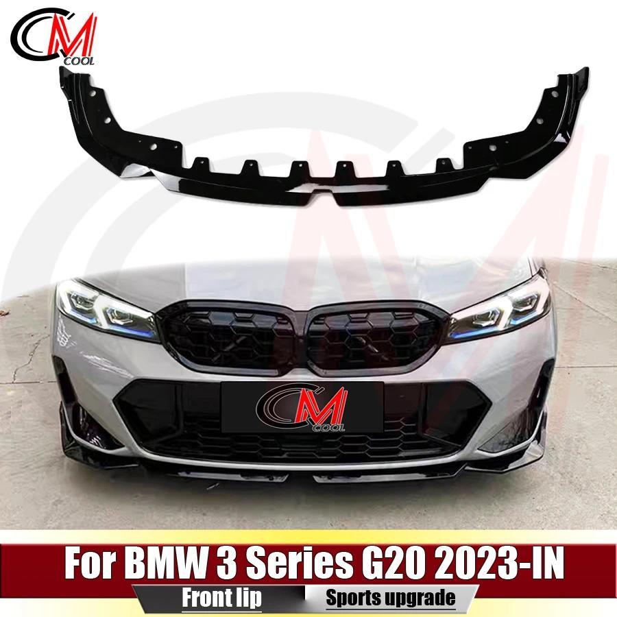 For BMW 3 Series G20 2023-IN sports version bright black front lip ABS front bumper spoiler front li