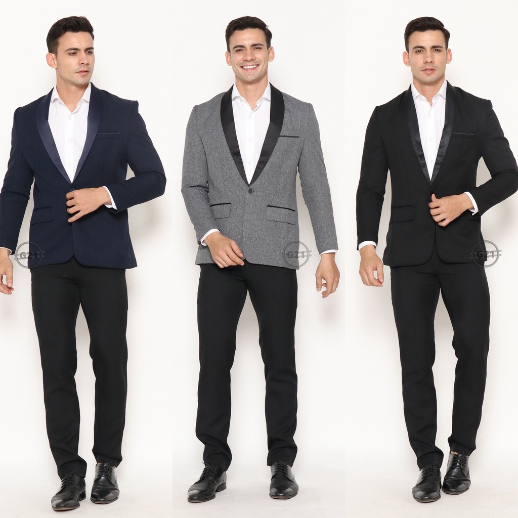Jas Pria Slim Fit Formal Hitam Tuxedo Kancing Satu Premium High Quality Baju Jas Pengantin Nikah Wed