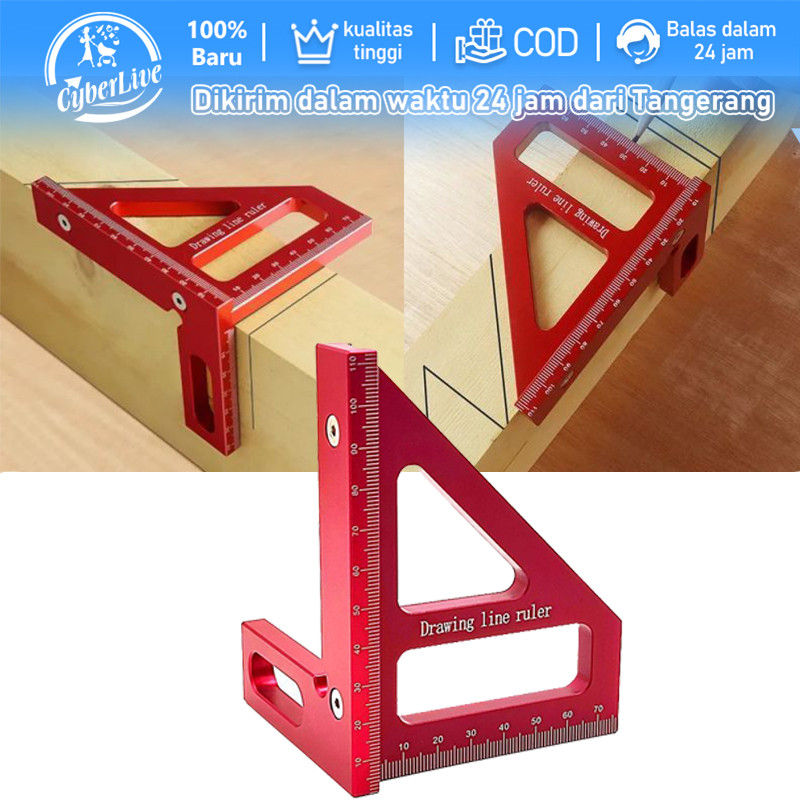 Penggaris Siku Aluminium Multifungsi Penggaris Segitiga Siku Woodworking Ruler Untuk Tukang Pertukan
