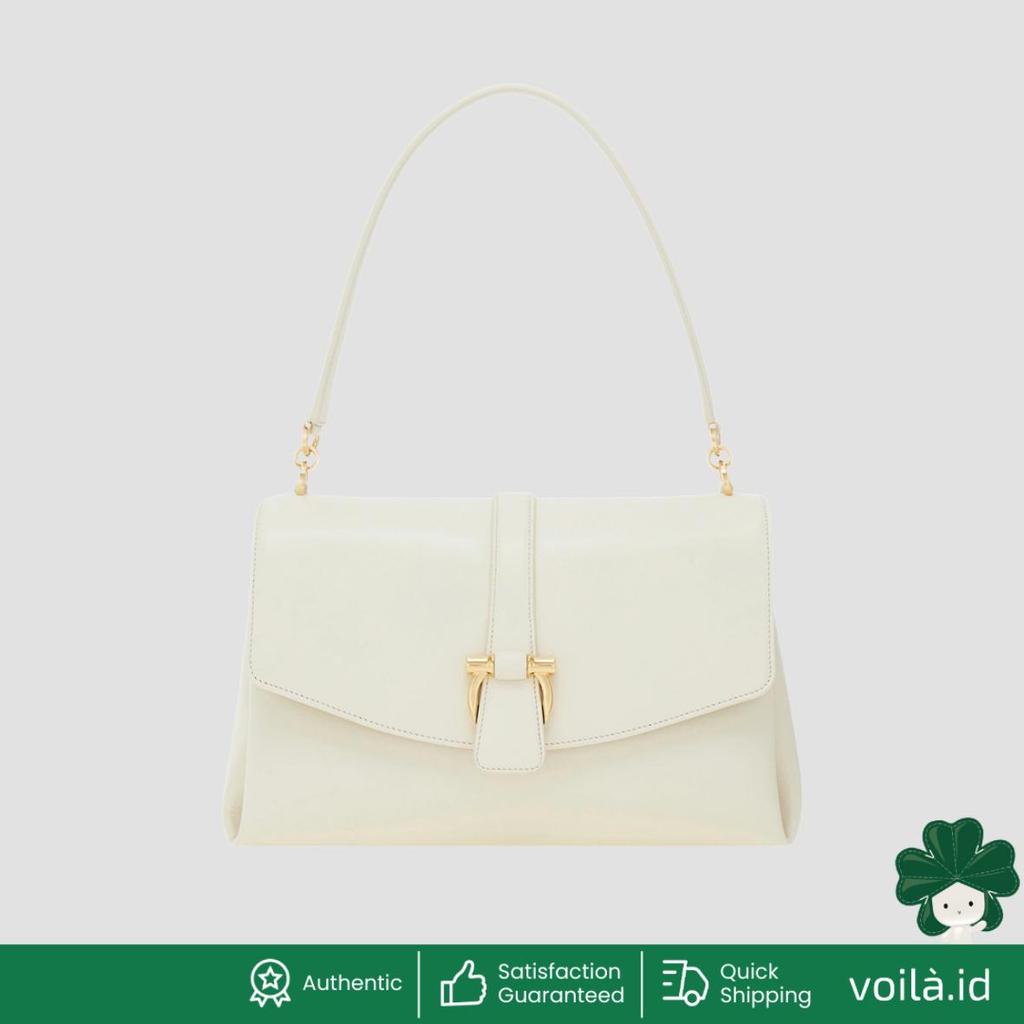 Front Flap Small Leather Shoulder Bag Mascarpone