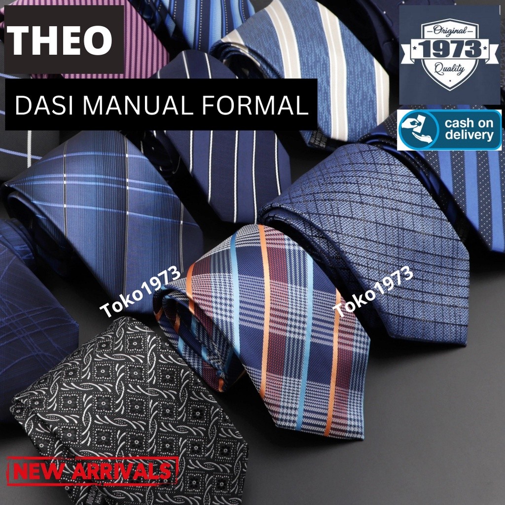 Dasi Formal THEO - DASI MANUAL long formal office tie  dasi pria dasi panjang dasi formal dasi kanto