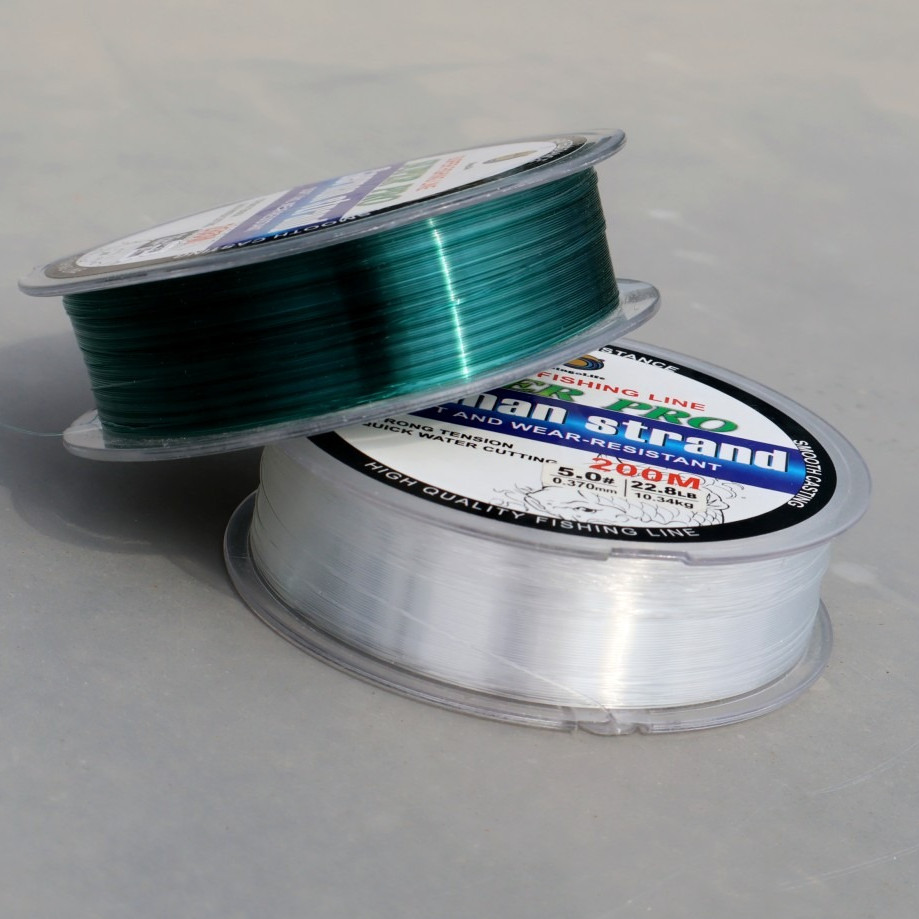 200m Senar Pancing Nilon Jerman Senar Utama Sub Line Transparan Hijau 0.128mm ~ 0.6mm Anti Keriting 