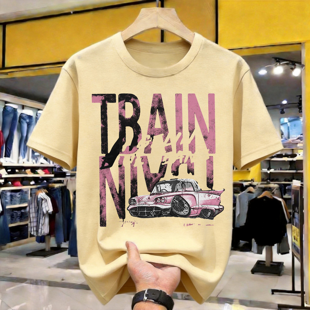 Pink Lowrider Train Print Kaos Polos Katun Premium Tebal 210GSM Original Indonesia Size Lengkap Loos
