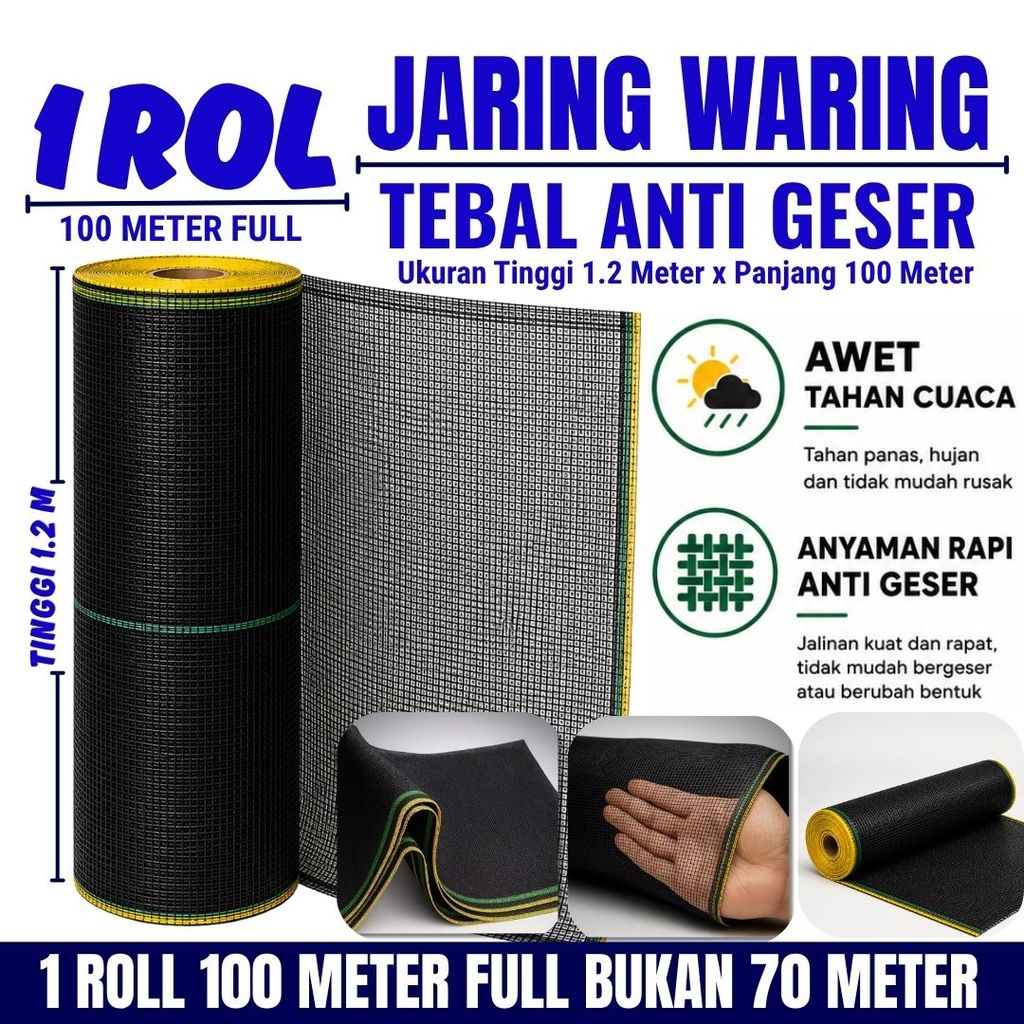 WARING JARING PAGAR TANAMAN PAGAR AYAM PANJANG 100 METER X TINGGI 1,2 METER JARING WARING ANYAMAN RA