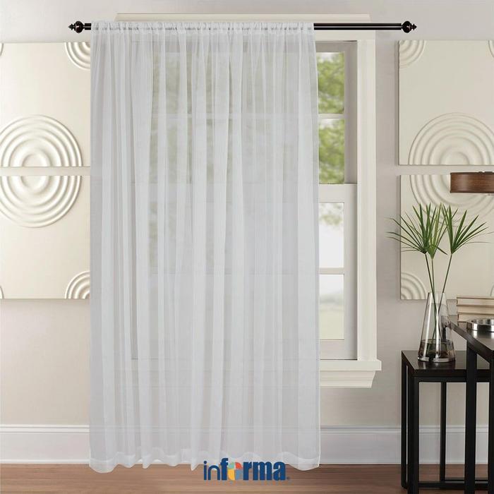 Informa 280X250 cm Tirai Vitrase Big Stripe - Putih Gorden Jendela Kain Penutup Hordeng Tipis Gorden