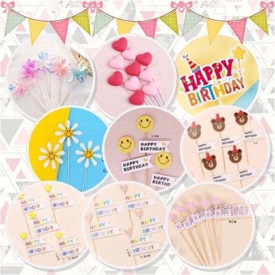 [Fs] Topper Firework Kembang Api Hati Heart Love Korea Korean Cake Kue Ultah Ulang Tahun Birthday