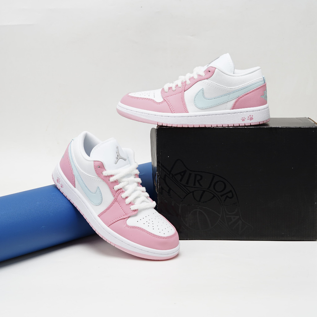 AJ 1 Low SE Paw Print Pink white