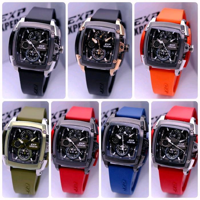 JAM TANGAN PRIA EXPEDITION EXP 3008 RUBBER ORIGINAL / FREE BATRAI - silver black