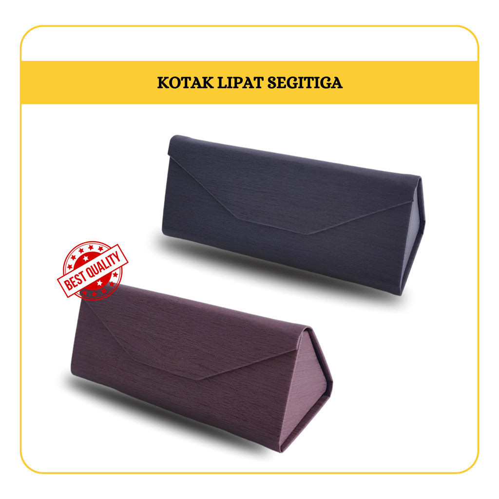 KOTAK KACAMATA LIPAT kulit box kacamata hardcase kacamata lipat segitiga ringan anti pecah  [KLS]