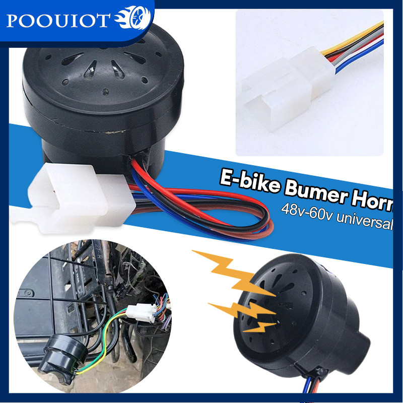 POOU IOT 2026 Klakson & Lampu Sein LED 2-in-1 Universal 48-60V Buzzer untuk Skuter Listrik/Trike Kon
